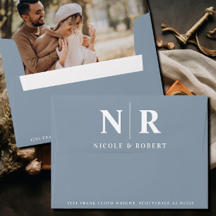 Wedding Monogram Photo Liner Return Address Custom Envelope
