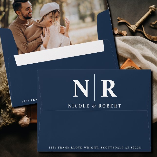 Wedding Monogram Photo Liner Return Address Custom Envelope (Creator Uploaded)