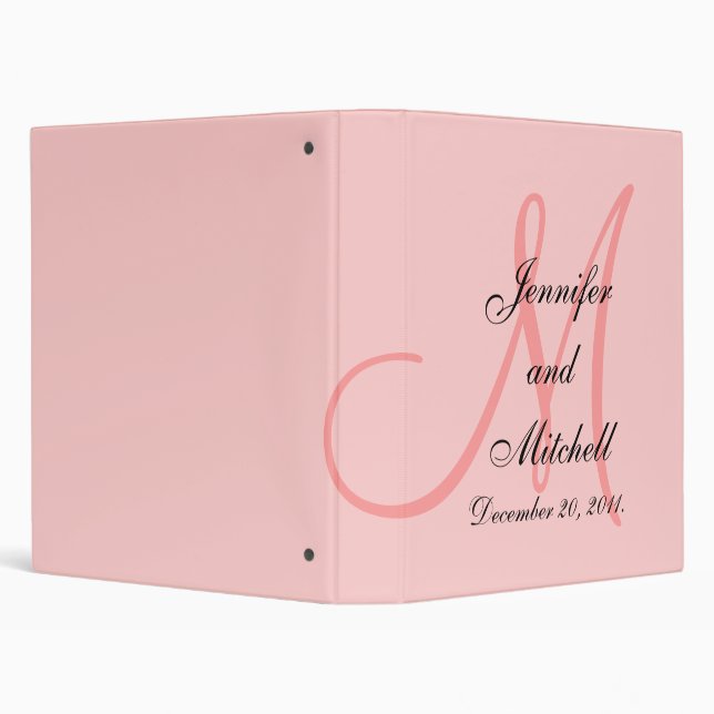 Wedding Monogram Pink Planner Keepsake Binder (Background)