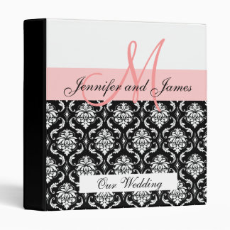 Wedding Monogram Pink Planning Damask Binder