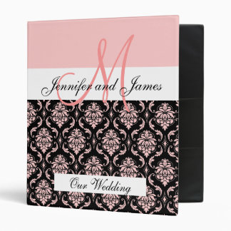 Wedding Monogram Pink Planning Damask Binder