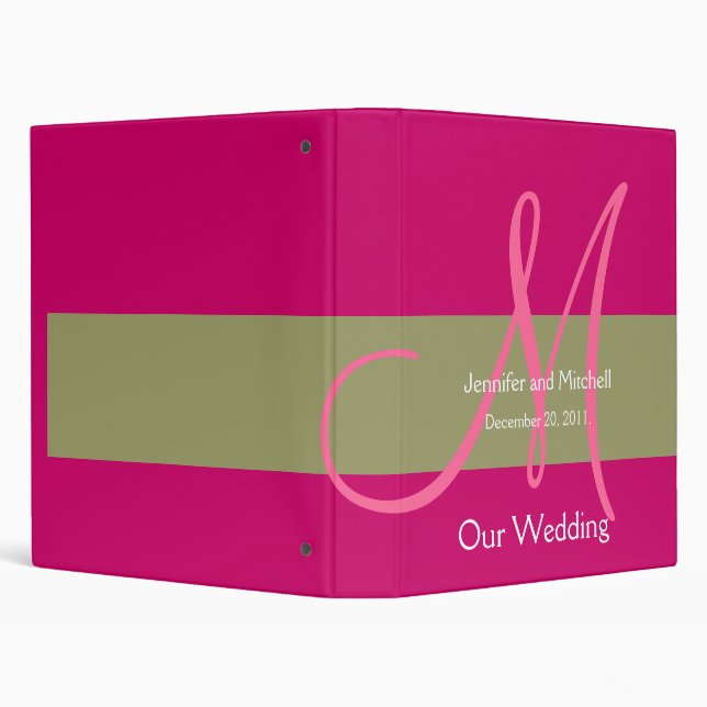 Wedding Monogram Pink Taupe Planner Photo Binder (Background)