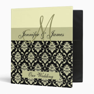 Wedding Monogram Planning Ivory Damask Binder