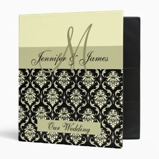 Wedding Monogram Planning Ivory Damask Binder