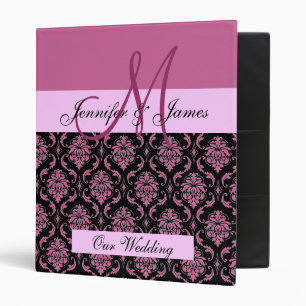 Wedding Monogram Planning Pink Damask Binder