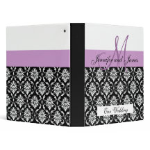 Wedding Monogram Purple Planning Damask Binder
