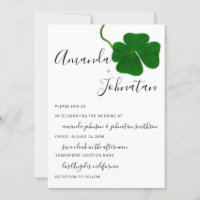 Wedding Monogram QR Black White Four-leaved Clover