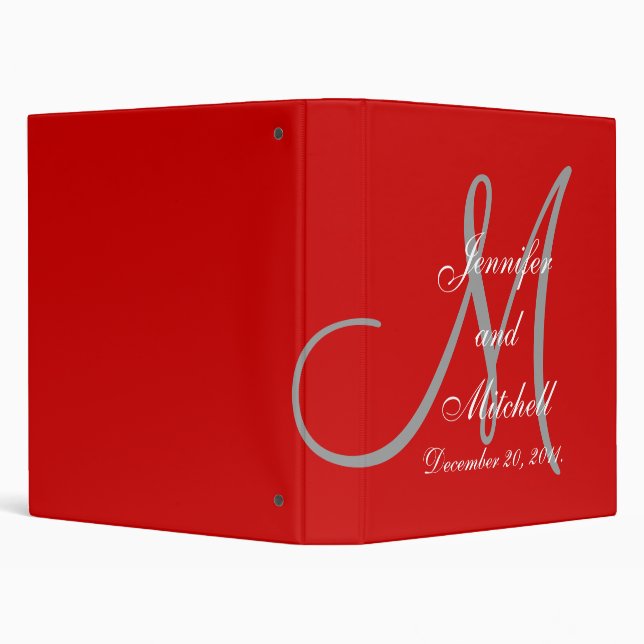 Wedding Monogram Red Planner Keepsake Binder (Background)