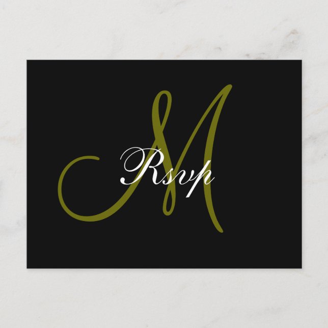 Wedding Monogram RSVP Postcard (Front)