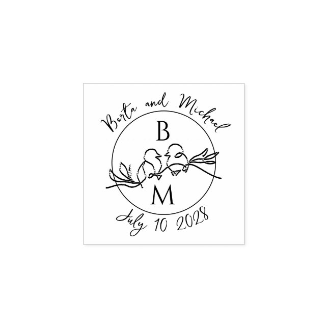 Wedding Monogram Rubber Stamp (Imprint)