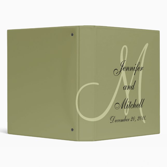 Wedding Monogram Sage Planner Keepsake Binder (Background)