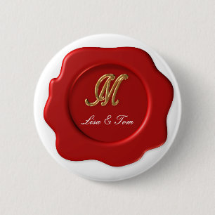 Wedding monogram seal 2 inch round button