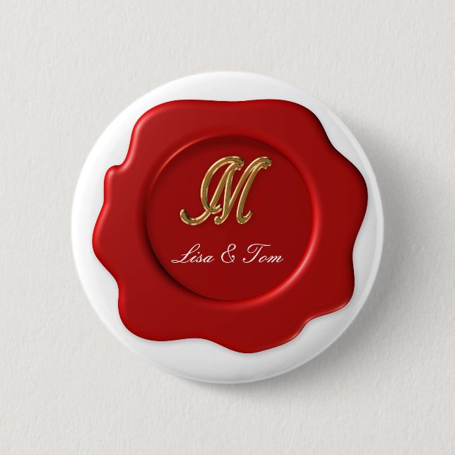 Wedding monogram seal 2 inch round button (Front)