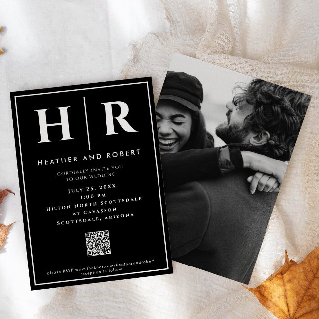 Wedding Monogram Simple Classic Minimal QR Code Invitation (Creator Uploaded)