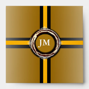 Wedding Monogram Square Envelope Gold Seal