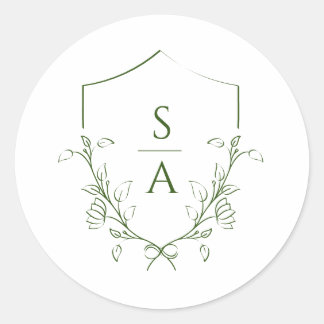 Wedding monogram sticker for gift and favour