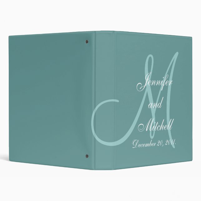 Wedding Monogram Teal Planner Keepsake Binder (Background)