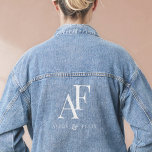 Wedding Monogram White Elegant Simple Minimalist Denim Jacket<br><div class="desc">A simple wedding monogram design with classic traditional typography in white in an elegant style. The text can be easily be customized with your names for the perfectly personalized design!</div>