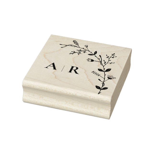 Wedding Monogram With Vine Scroll Detail Rubber Stamp (Stamp)