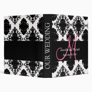 Wedding Monograms Damask Pink Planner Binders