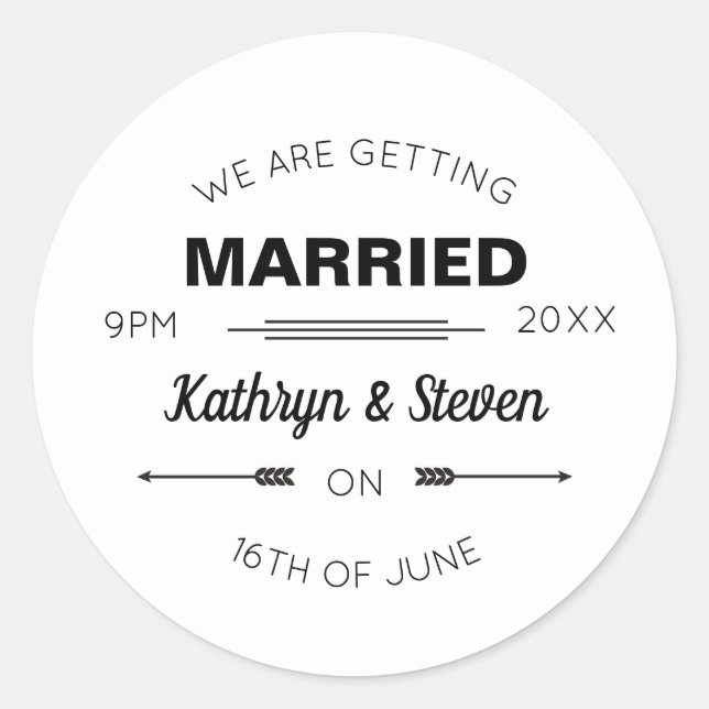 Wedding Monograms. Getting Married Typography. Classic Round Sticker (Front)
