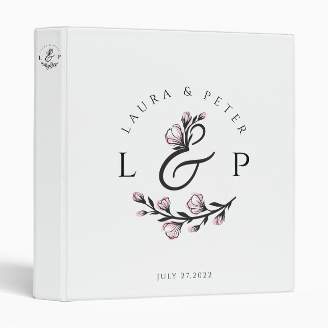 Wedding monograms with floral ampersand   binder (Front/Spine)