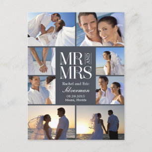 Wedding Montage Wedding Announcement - Grey Postcard