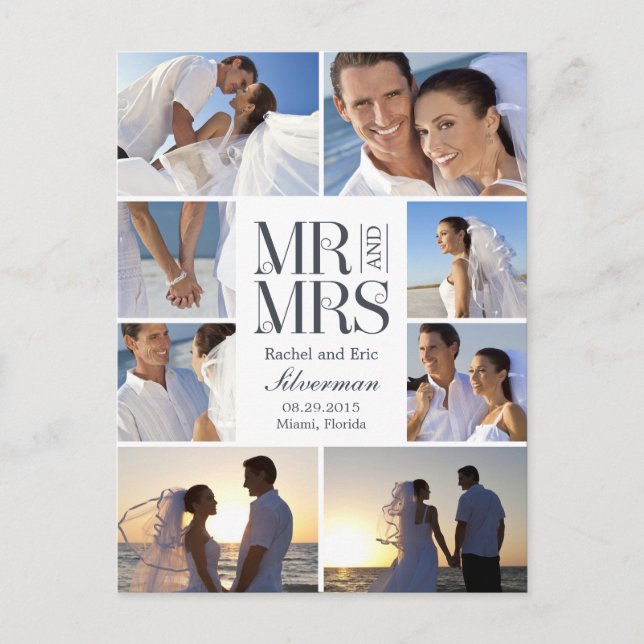 Wedding Montage Wedding Announcement - White (Front)