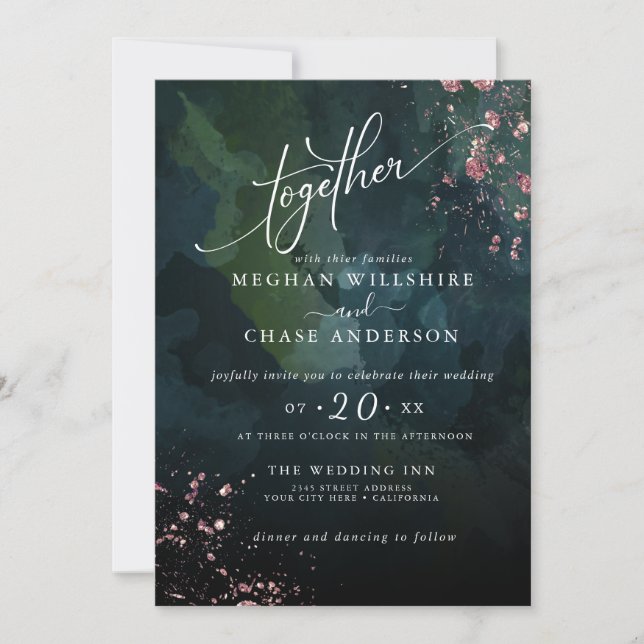 WEDDING | Moody Deep Ocean Blue Jaspé (Front)