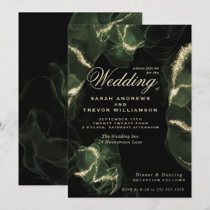 Wedding    Moss Abstract Alcohol Ink   Invitation