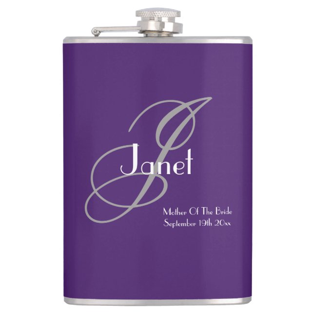 Wedding Mother Of The Bride Gift Chic Personalized Hip Flask (Front)