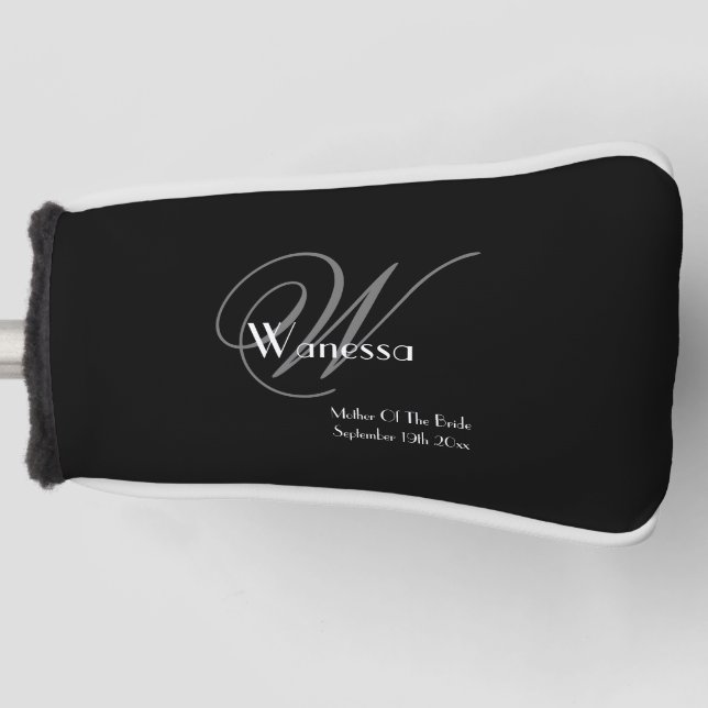 Wedding Mother Of The Bride Gift Modern Monogram  Golf Head Cover (Front)