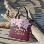 Wedding Mother of the Groom Floral Burgundy Red Tote Bag<br><div class="desc">Mother of the Groom Wedding Tote Bag Templates - Elegant Watercolor Natural Boho Floral Feather and Handwritten Script on Burgundy Red Starry Sky Background.
A Perfect Design For Your Big Day! All Text Style,  Colours,  Sizes Can Be Modified To Fit Your Needs.</div>