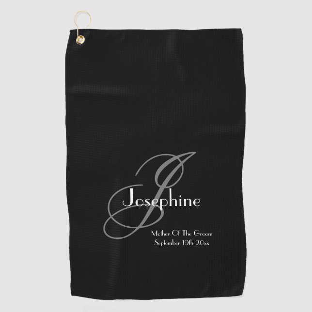  Wedding Mother Of The Groom Gift Elegant Monogram Golf Towel (Front)