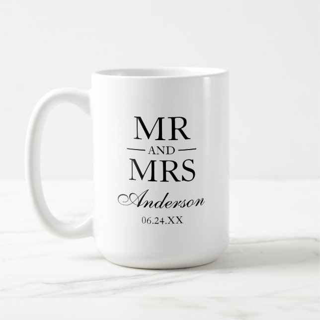 Wedding Mr. and Mrs. Large Coffee Mug (Left)