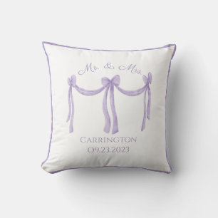 Wedding Mr. & Mrs. Keepsake Name Purple Elegant Throw Pillow