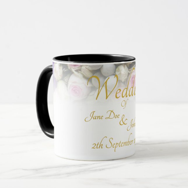 Wedding Mug - Bride with colourful wedding bouquet (Front Left)