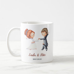 Wedding mug with a bride and groom dancing