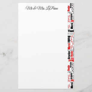 Wedding Multilingual Thank You Typography Collage Stationery