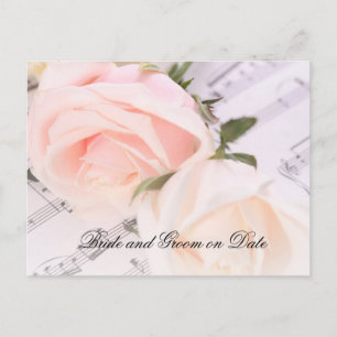 Wedding Music Light Pink Roses Save date card