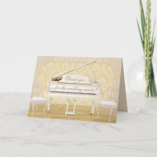 Wedding Music Thank You with White and Gold Piano Card