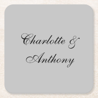 Wedding Name Classical Handwriting Design Square Paper Coaster