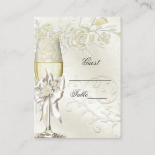 Wedding Name Place Cards Gold Cream Pearl Floral