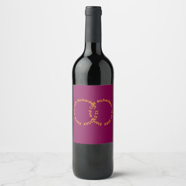Wedding Names in Circles  Wine Label (Front)
