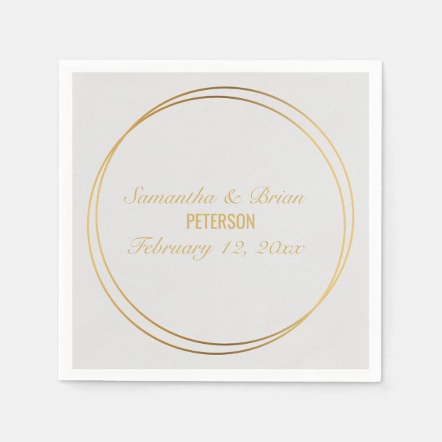 Wedding names with gold effect napkin (Front)