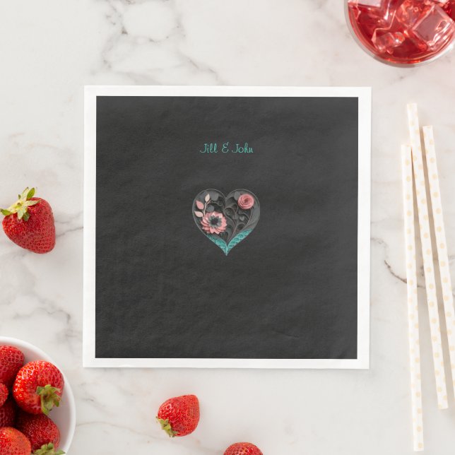 Wedding Napkin Heart Personalized Name (Insitu)