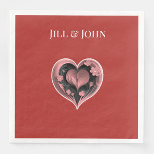 Wedding Napkin Heart Personalized Name 