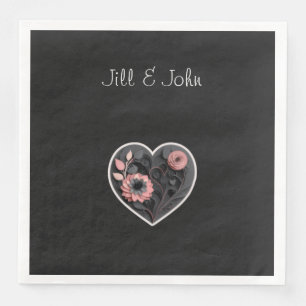 Wedding Napkin Heart Personalized Name