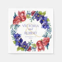 Wedding Napkins | Happiness Watercolor Floral