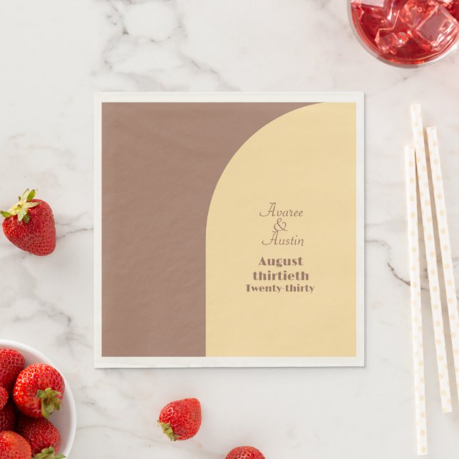 Wedding Napkins Mocha Mousse Arched  (Insitu)